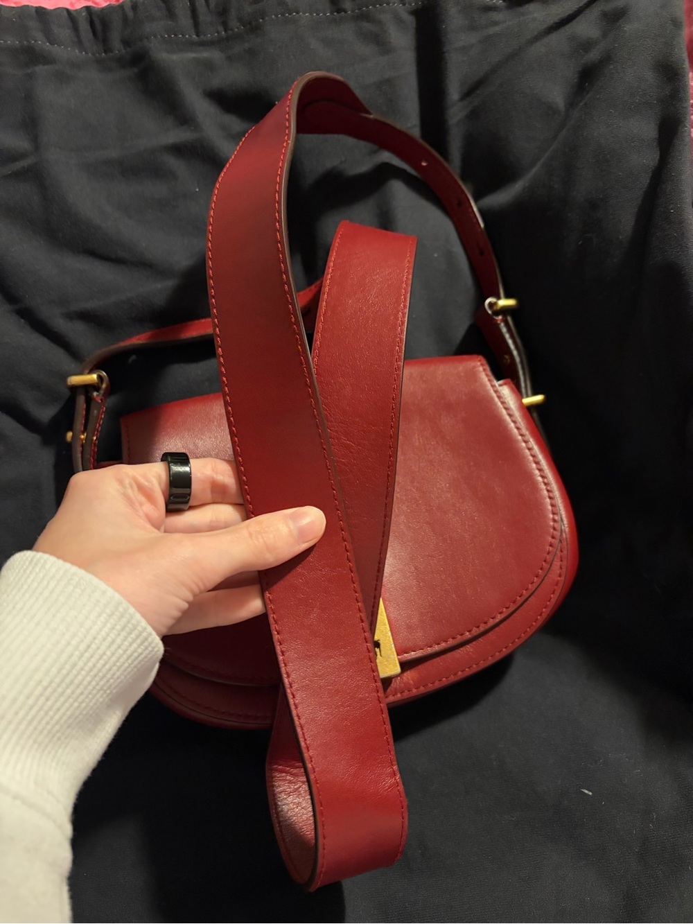 Ralph Lauren Red Leather Saddle Crossbody Bag - Picture 3 of 6